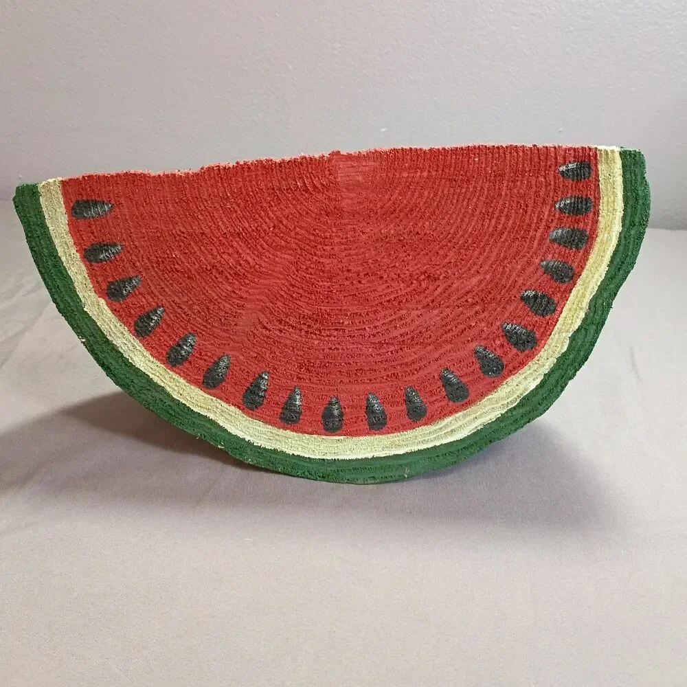 Wood Watermelon Slice Handmade Hand Painted Folk Art Country Cottage Core